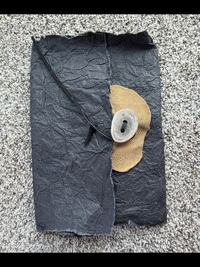 Handcrafted Black & Tan Leather Animal Bone Button Sketchpad Gothic Art